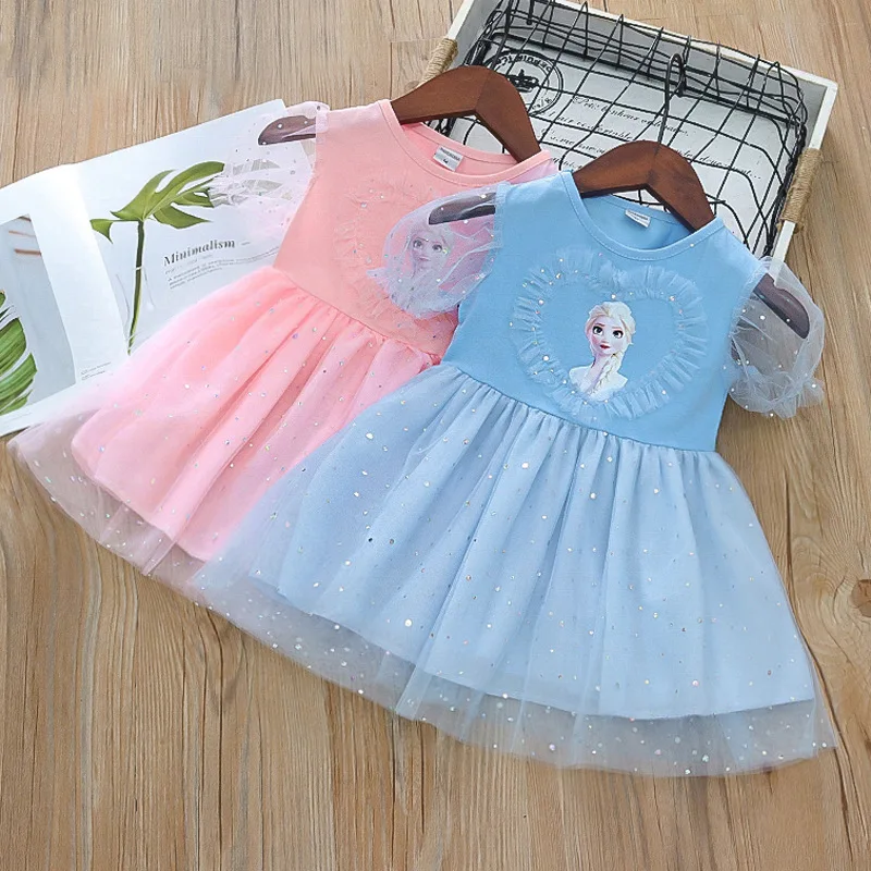 

Summer Kids Dresses for Girls Frozen 2 Elsa Princess Costume Baby Girls Party Birthday Outfits Pretty Korean Vestidos Clothes