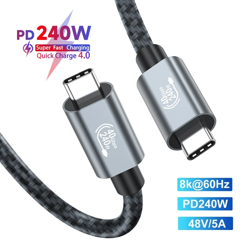 

USB4 Thunderbolt 4 3 Cable PD 240W USB C to Type C Fast Charging Cable 8K@60Hz 40Gbps usb-c Video Cord For Macbook Pro Laptop