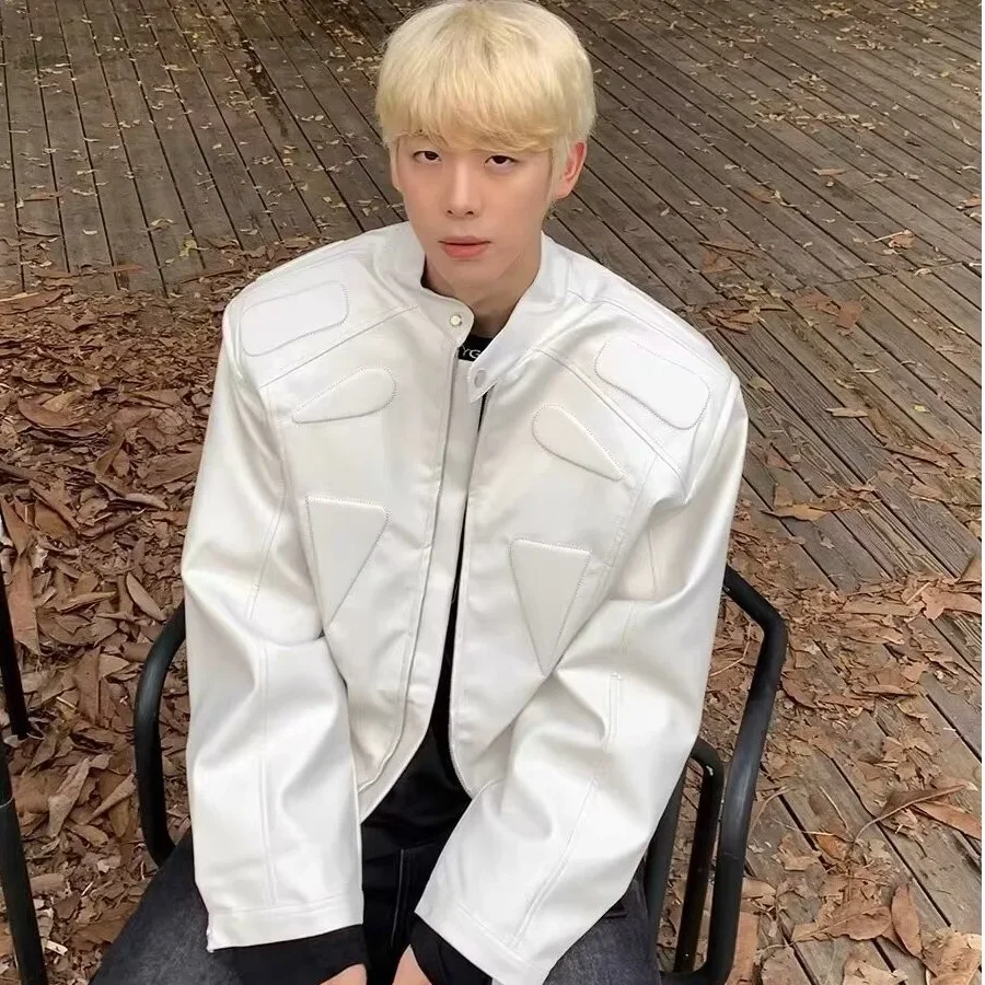 Высококачественная кожаная куртка в американском стиле для мужчин повседневная