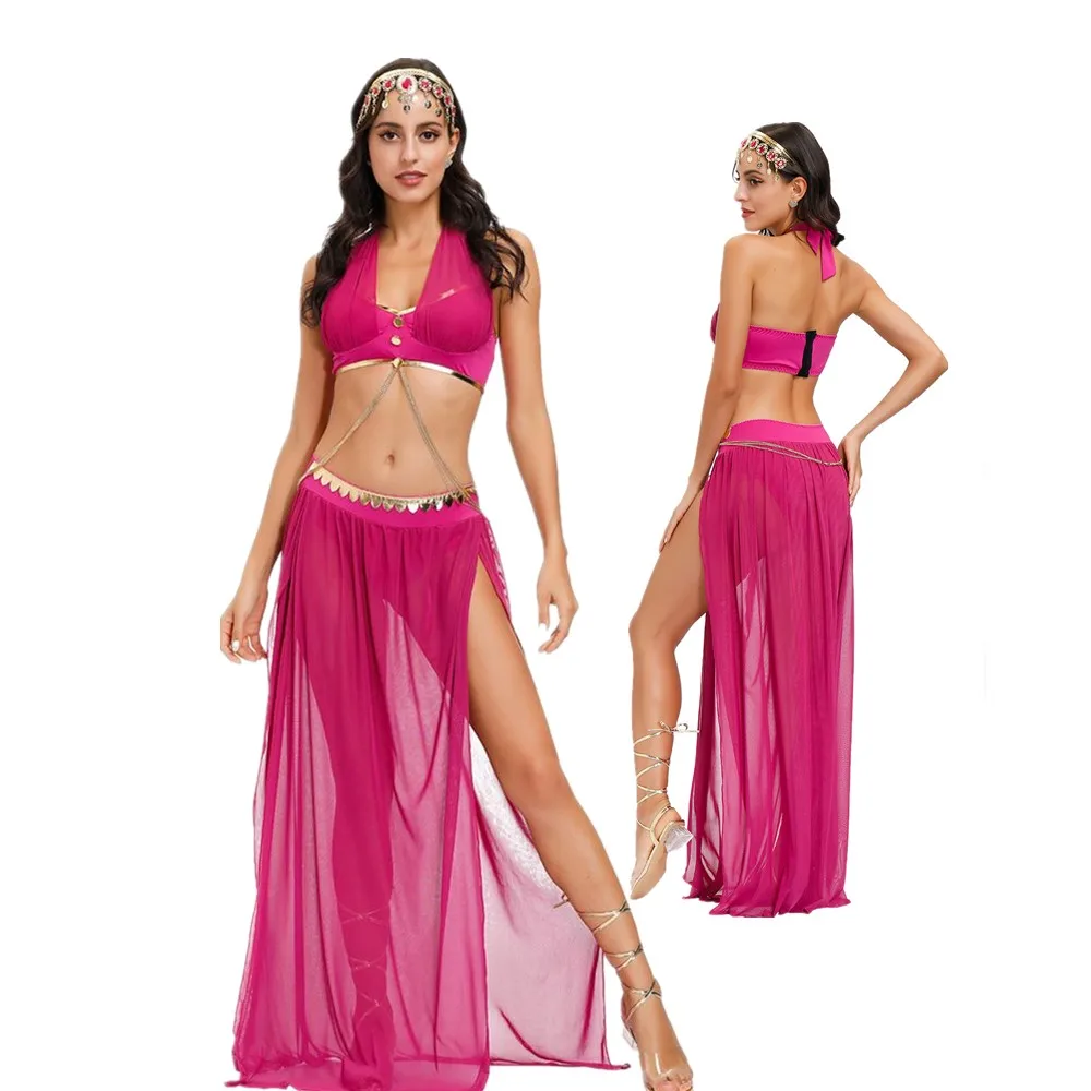 

3PCS Sexy Arabic Goddess Costume Set Halloween Party Oriental Dance Belly Dancing India Bellydance cosplay Clothes Fancy Dress