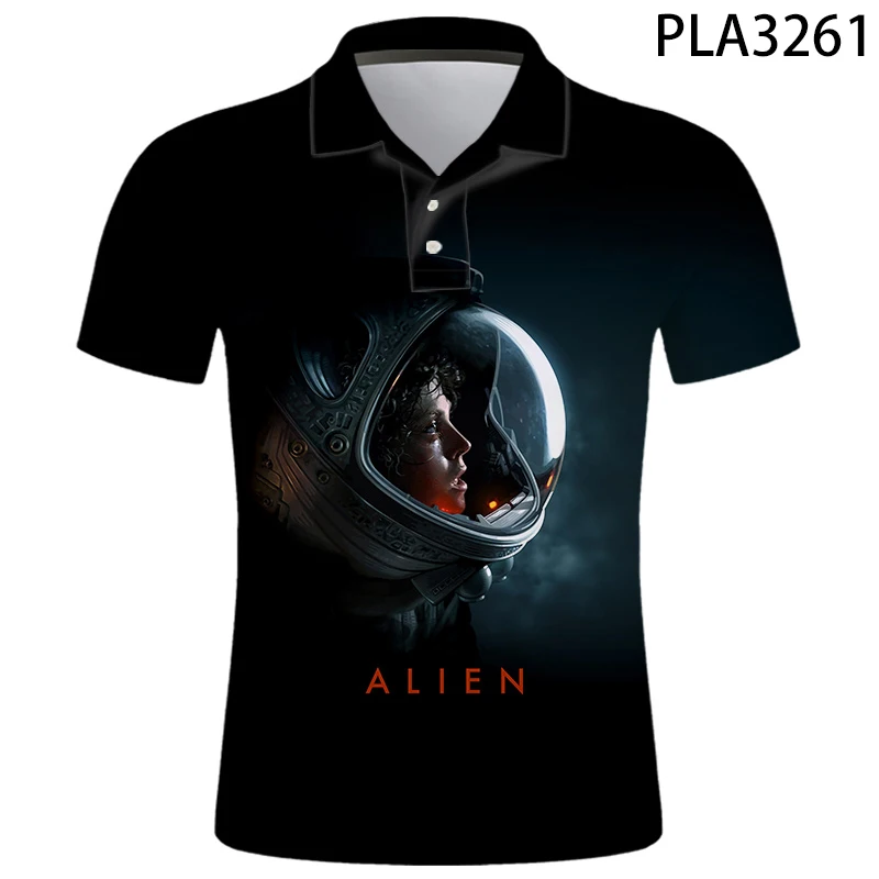 

Ropa De Hombre Fashion Casual Summer Short Sleeve Cool 3D Printed Movie Alien Harajuku Men Shirts Streetwear Tops Polo Homme