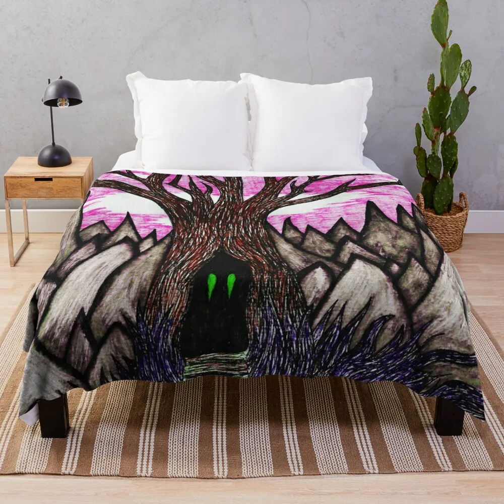 Жуткий жутый зимний пейзаж деревьев? 2024 Карен-Анне Geddes Пледы Одеяла Диваны