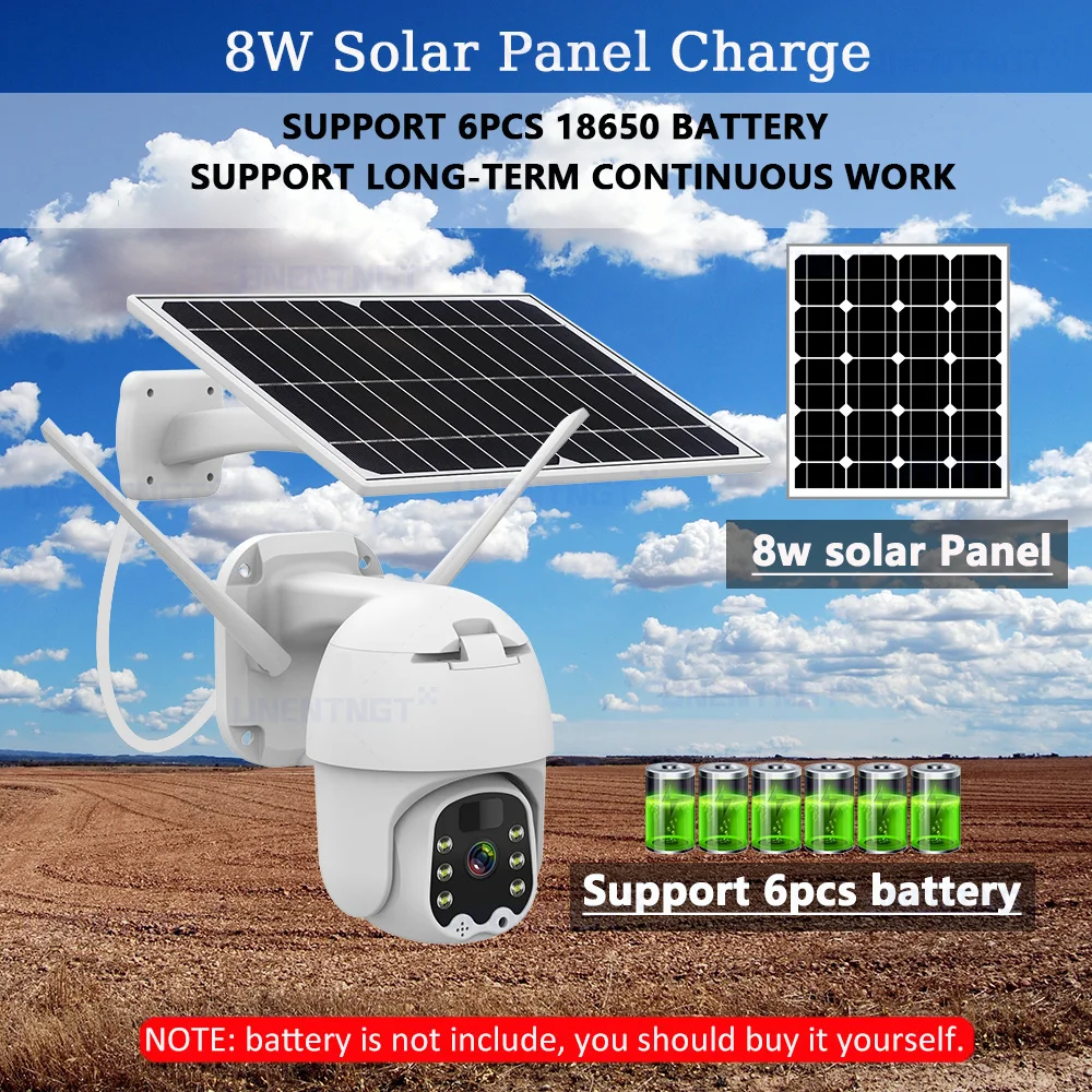 UNENTNGT 4G Solar Camera 3MP 8W Panel PTZ Outdoor Two Way Audio Power Battery Long Standby IP |