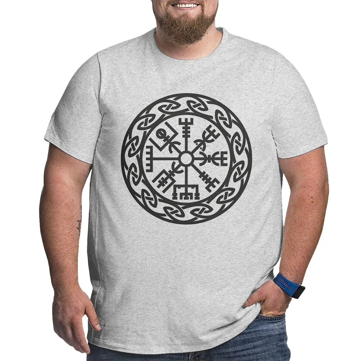 

Big Size T-shirt Vegvisir Iceland Runes Compass Vikings Futhark Zipper Sarcastic Novelty Loose Large Big Oversized Tees Tops