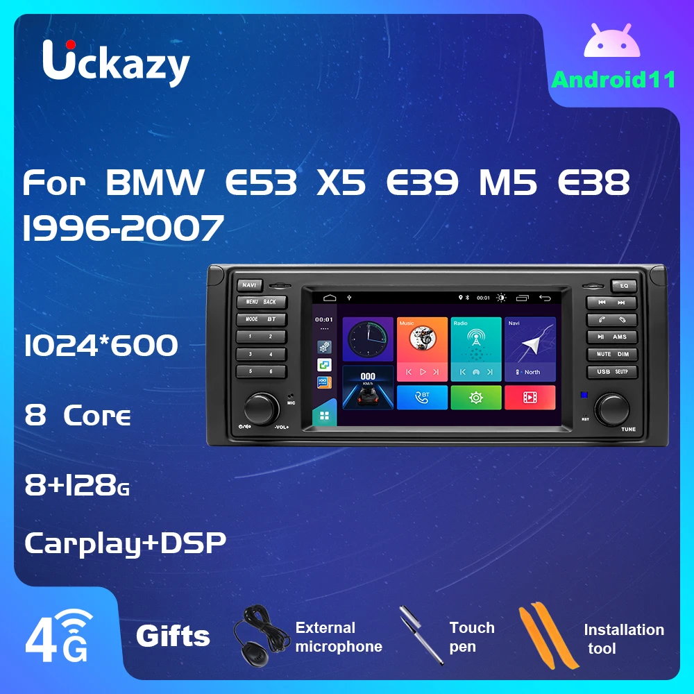 

Uckazy 8 Core AutoRadio 2din Android 11 Car NO DVDMultimedia Player For BMW X5 11 E53 E39 M5 1996-2003 Stereo GPS Audio Carplay