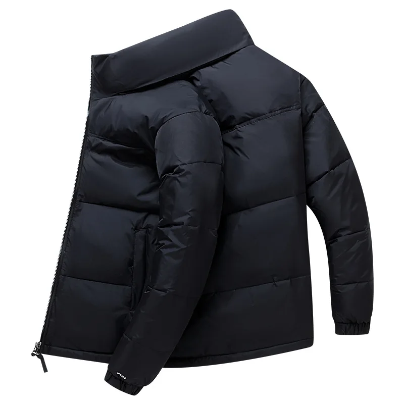 New Men's Stand-up Collar Padded Jacket Fashion Light Plate Loose Stitching Contrast Color Casual Padded Jacket