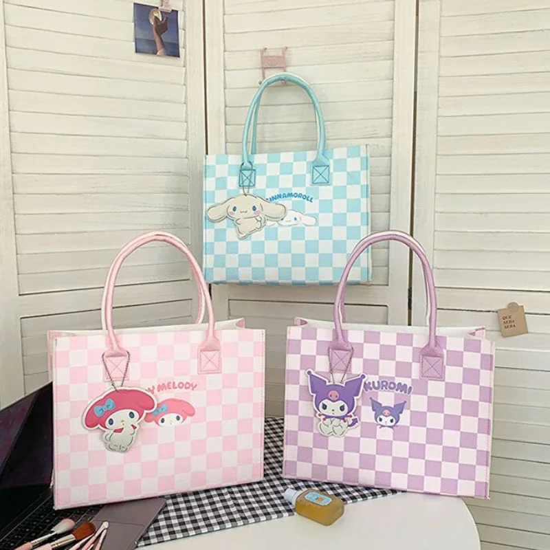 

Kawaii Sanrio Anime My Melody Kuromi Cinnamoroll Cute Cartoon Large Capacity Handbag Sweet Tote Bag Cute Things for Girls
