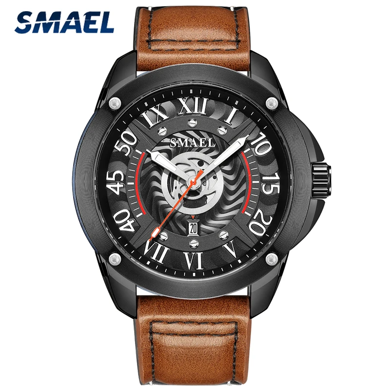

SMAEL Fashion Mens Watches Military Sports Waterproof Clock Top Luxury Brand Leather Date Men's Quartz Watch Analog Wrist Watch