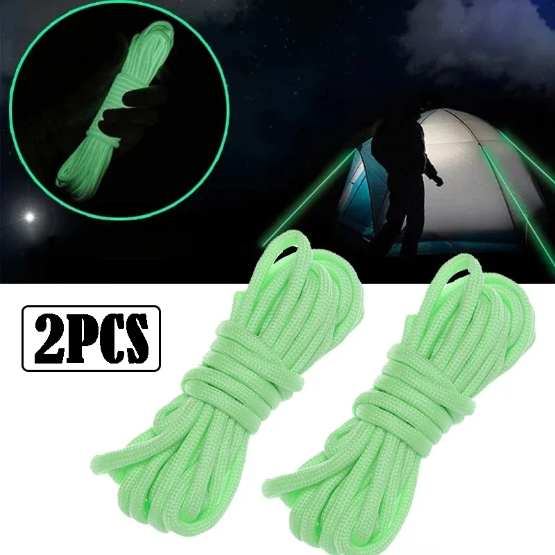 

2pcs Glow In The Dark Luminous Paracord 3 Meters Survival Paracord Rope Camp Glow Paracord 550LB Lanyard Ropes Outdoor Ropes