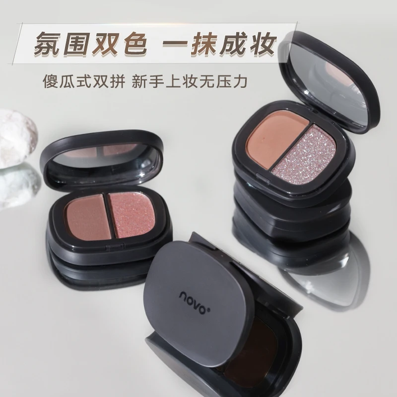 

Two-tone Matte Glitter Eyeshadow Palette Smooth Eyes Makeup Powder Pigmented Blusher Highlighter Long Lasting Shiny Eyeshadow
