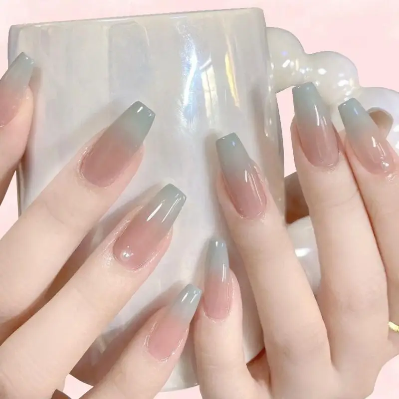 

Лидер продаж, ежедневная броня для ногтей: весенний дизайн ногтей с градиентом и ледяной обнаженной фототерапией, многоразовые части ногтей, макияж