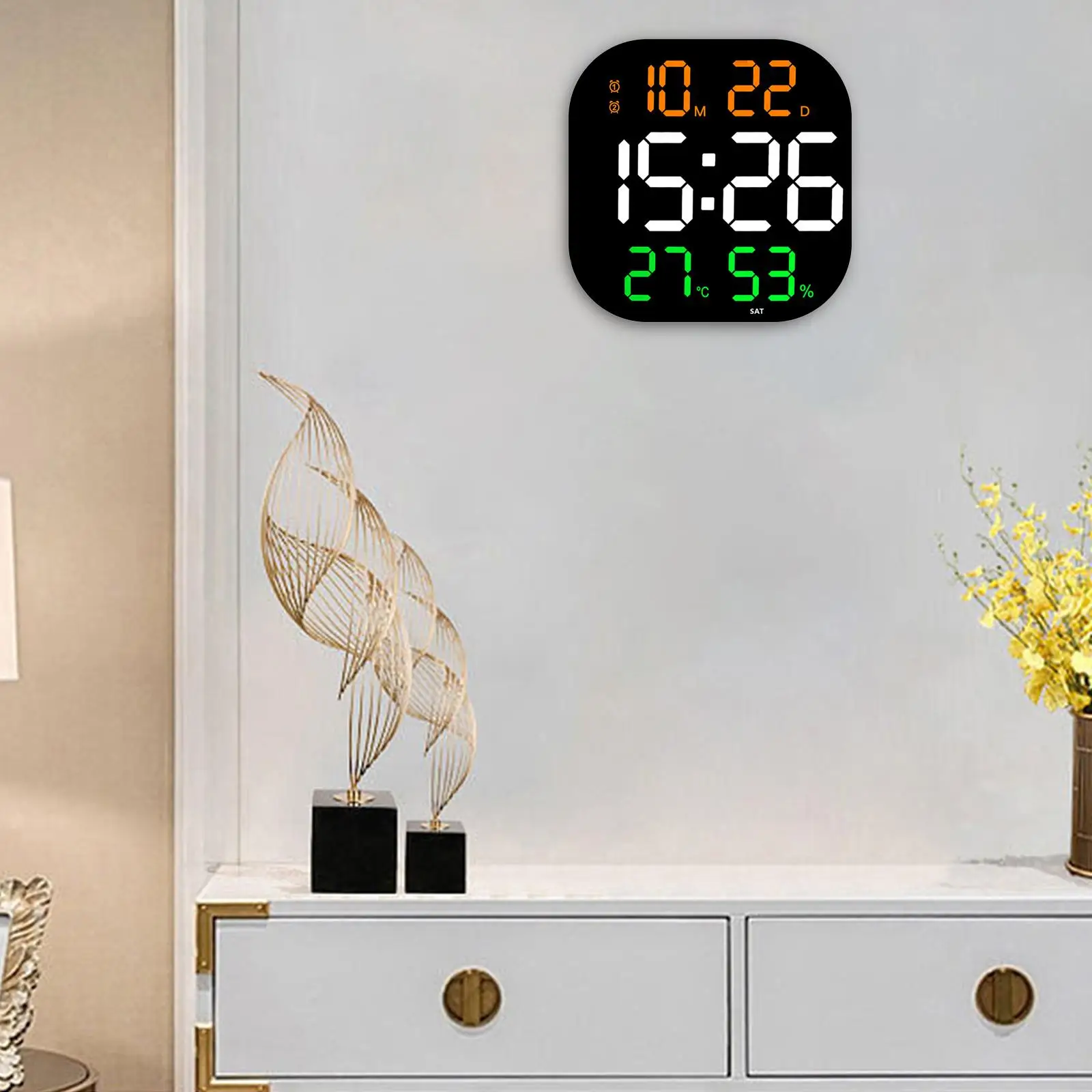 

Современные цифровые настенные часы с отображением температуры месяца и даты, светодиодсветодиодный часы с питанием от USB, электронные часы-будильник для офиса и домашнего декора