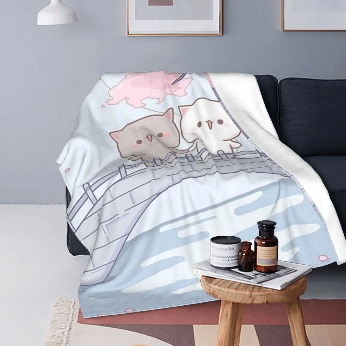 

Летнее Флисовое одеяло с изображением кота из персика и Гомы