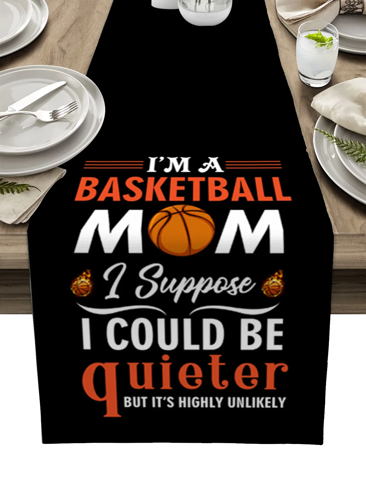 

Basketball Written Words Basketball Mom Table Runner Decoration Home Decor Dinner Table Decoration Table Decor