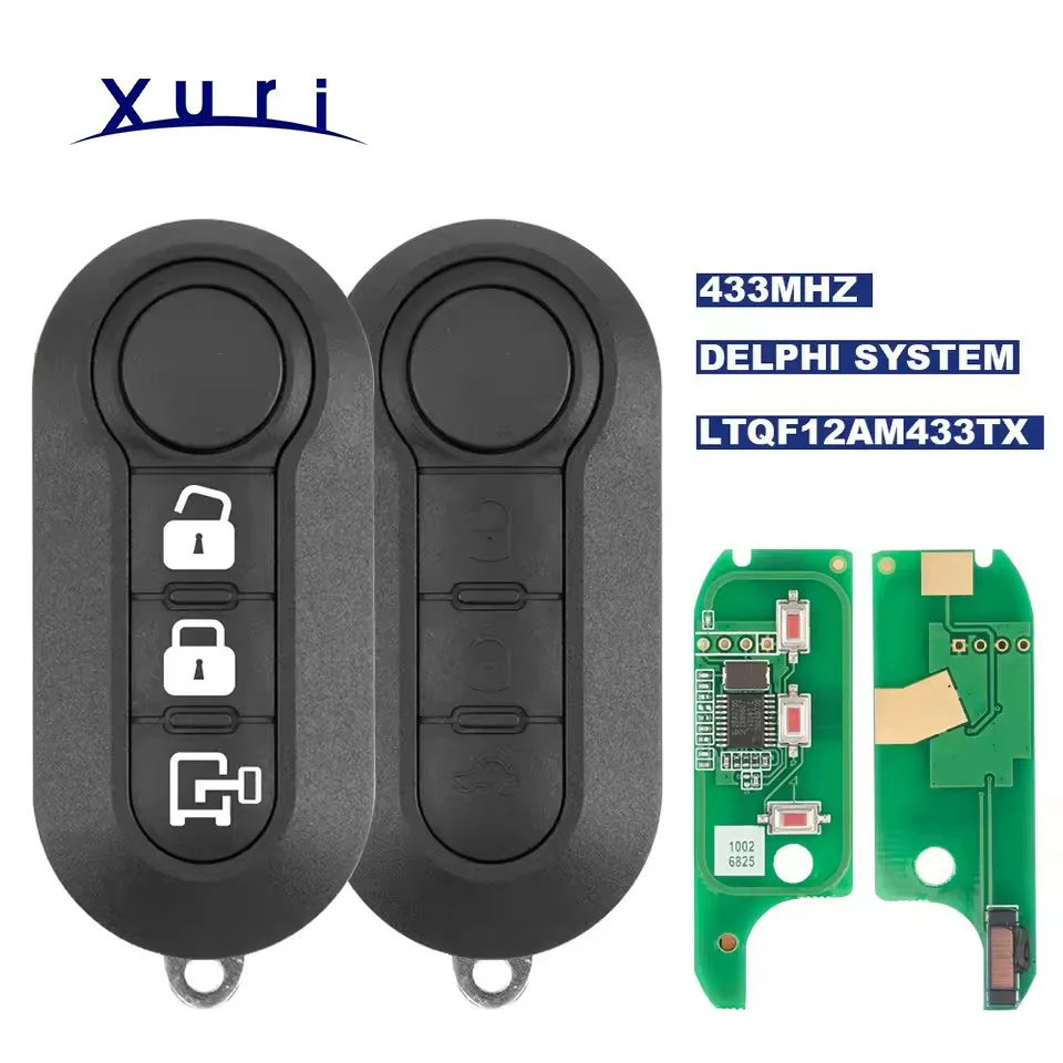 Фото Ключ Xuri для Fiat MPV Bravo 500 Doblo Qubo Grande Punto Dodge Ram 433.92Mhz ID46 с чипом Delphi Marelli, система BSI, LTQF12AM433TX №2
