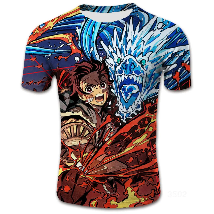 

Футболка мужская с цифровым принтом, модный топ с коротким рукавом, в японском стиле, с 3d-анимацией, весна-лето