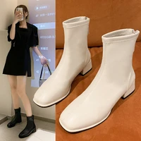 plus size 42 43 black women martin boots square head 2022 autumn winter female daily booties soft skin warm ladies office shoes