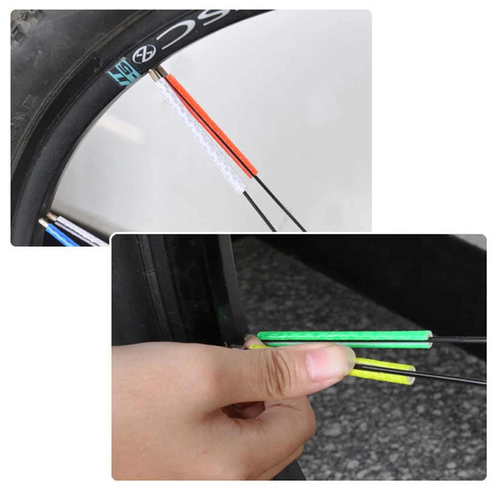 

72pcs Wheel Reflector Bike Wheel Warning Strips Cycling Reflective Tube (Red, Green, Yellow)