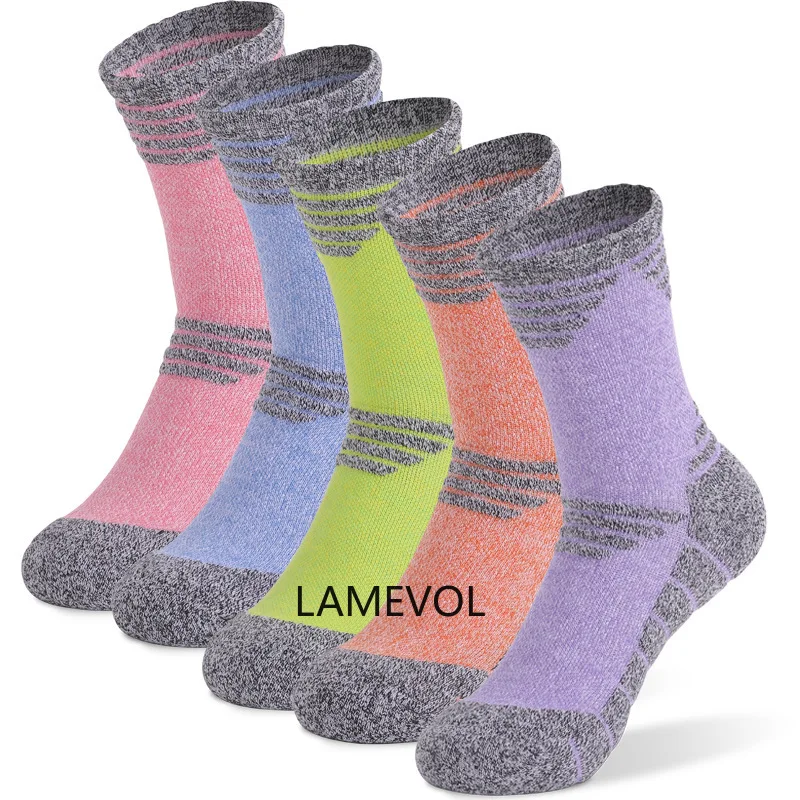 Thickened Towel Bottom Outdoor Hiking Socks 5 PAIRS Sweat Absorption Crew Sports Socks Women Sport Cycling Girl Female