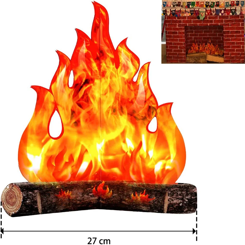 

3pack 3D Cardboard Campfire Artificial Fire Fake Flame Paper Party Decor Flame Torch for Firefighter Birthday and Campfire Party