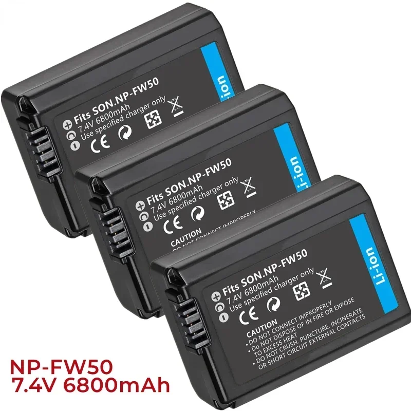 Комплект аккумуляторов для камеры NP-FW50 6800 мАч совместимый с Sony AlphaA6000 A6500 A6300 A6400 A7