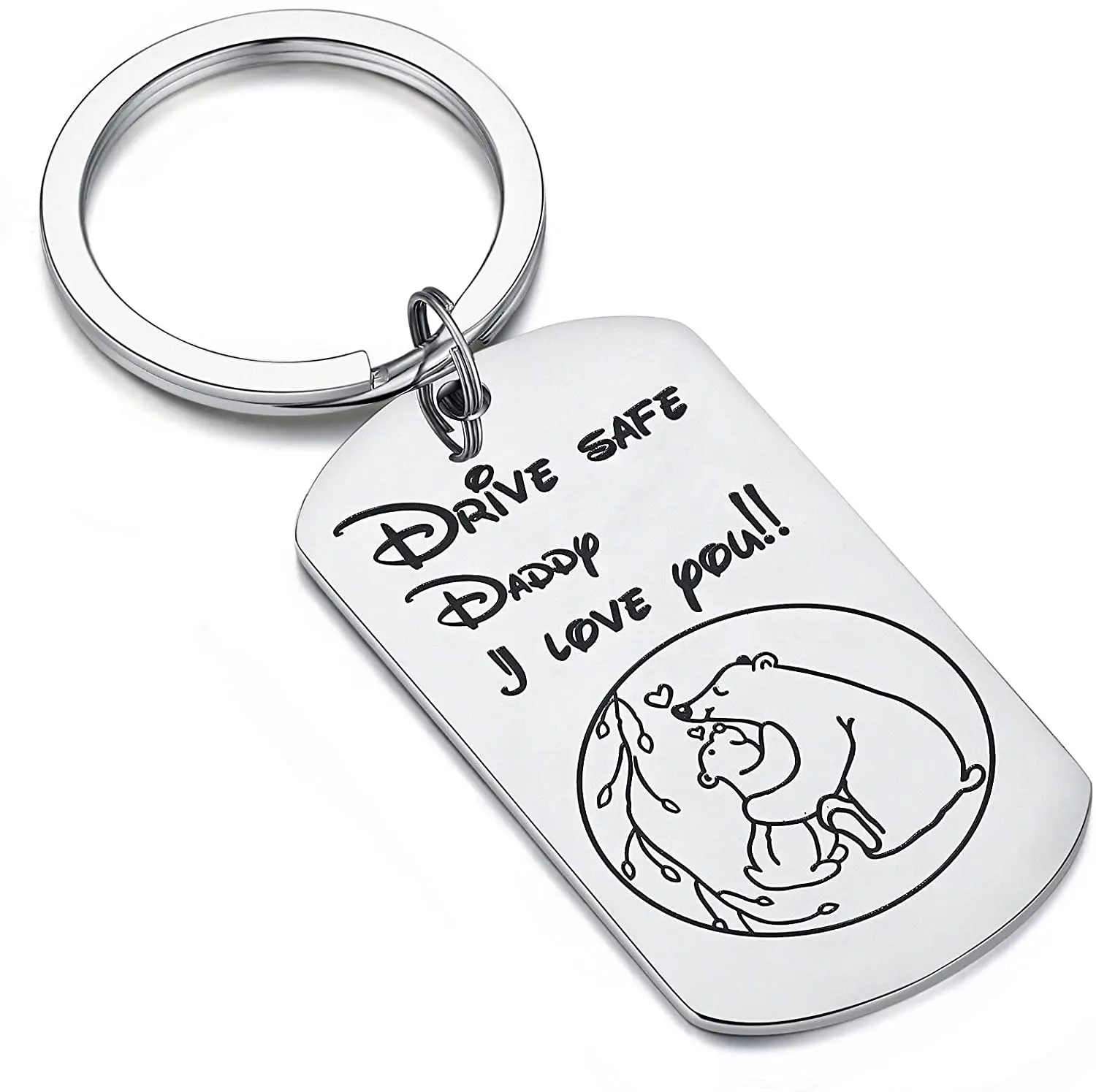 

Stainless Steel Keychain Dad Gift From Daughter Son Kid for Fathers Day Birthday Drive Safe Daddy I Need You Here with Me Diy