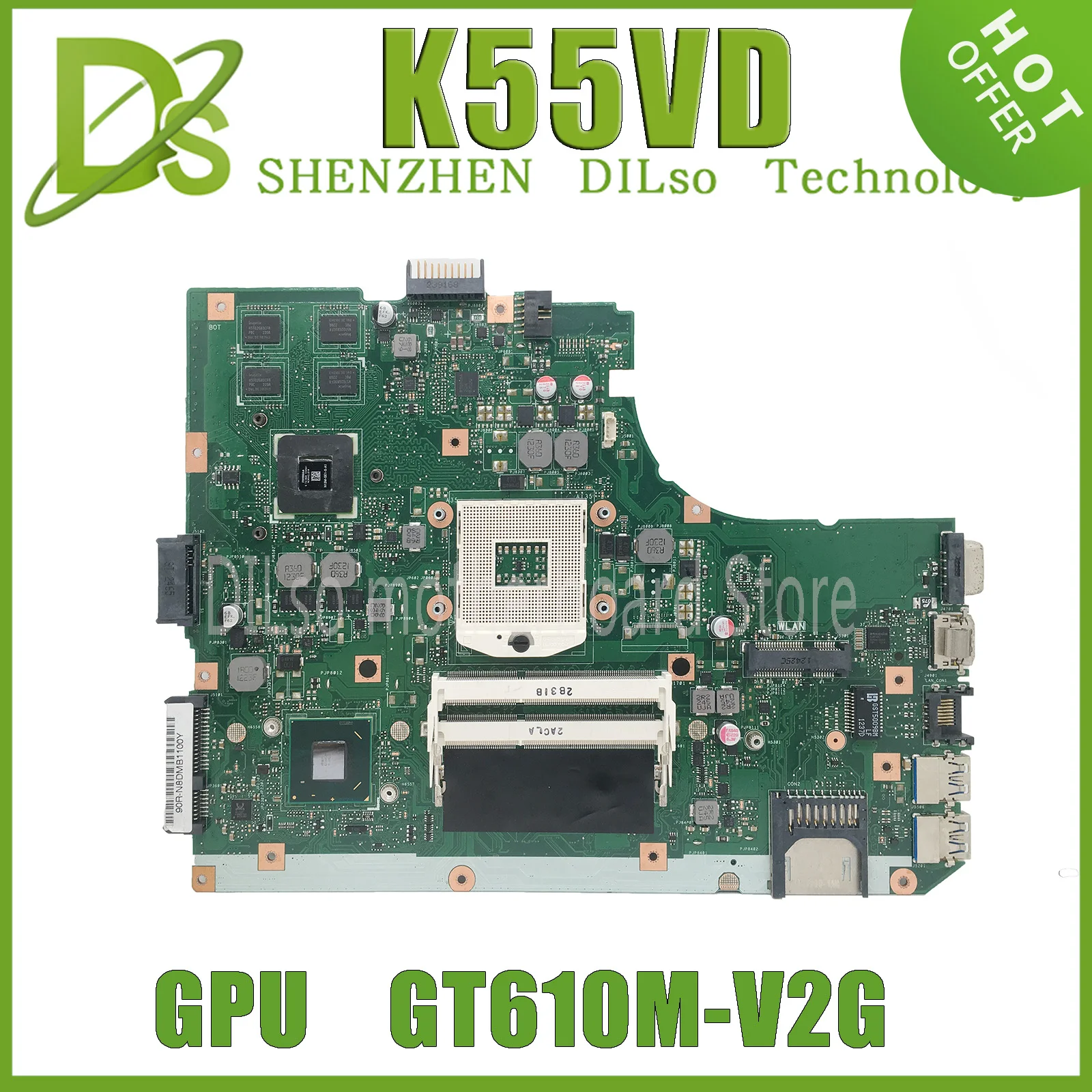 KEFU K55VD A55V For ASUS K55VD A55V K55A Laptop Mainboard For ASUS K55VD A55V Motherboard GT610M support I3 I5 I7  tested