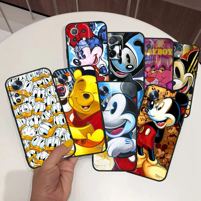 

Disney Mickey Cute For Xiaomi Mi 12 11 10 11T 10T 9T 9 Note 10 Ultra Pro Lite TPU Soft Silicone Black Phone Case