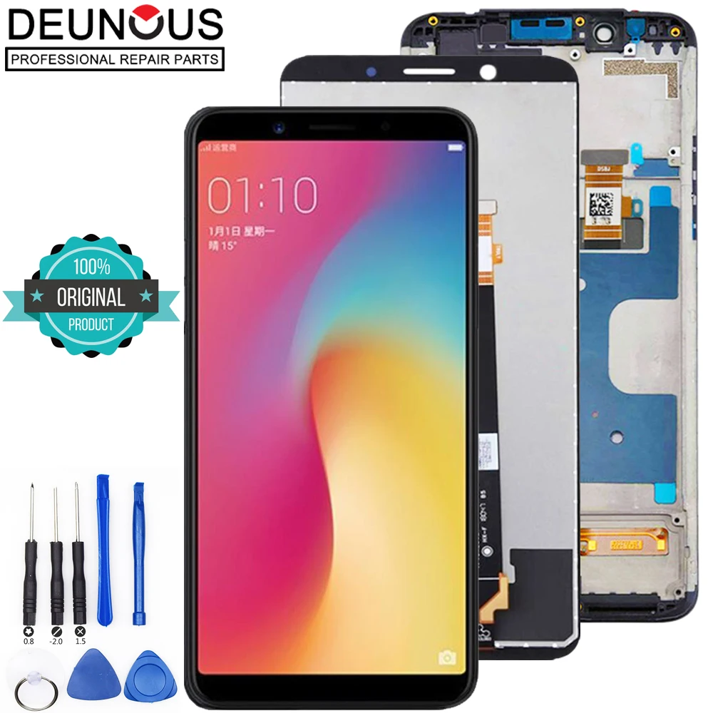 for 6 0 oppo f5 display in mobile phone lcds digitizer assembly parts pantalla a73 touch screen repair parts edge lcd free global shipping