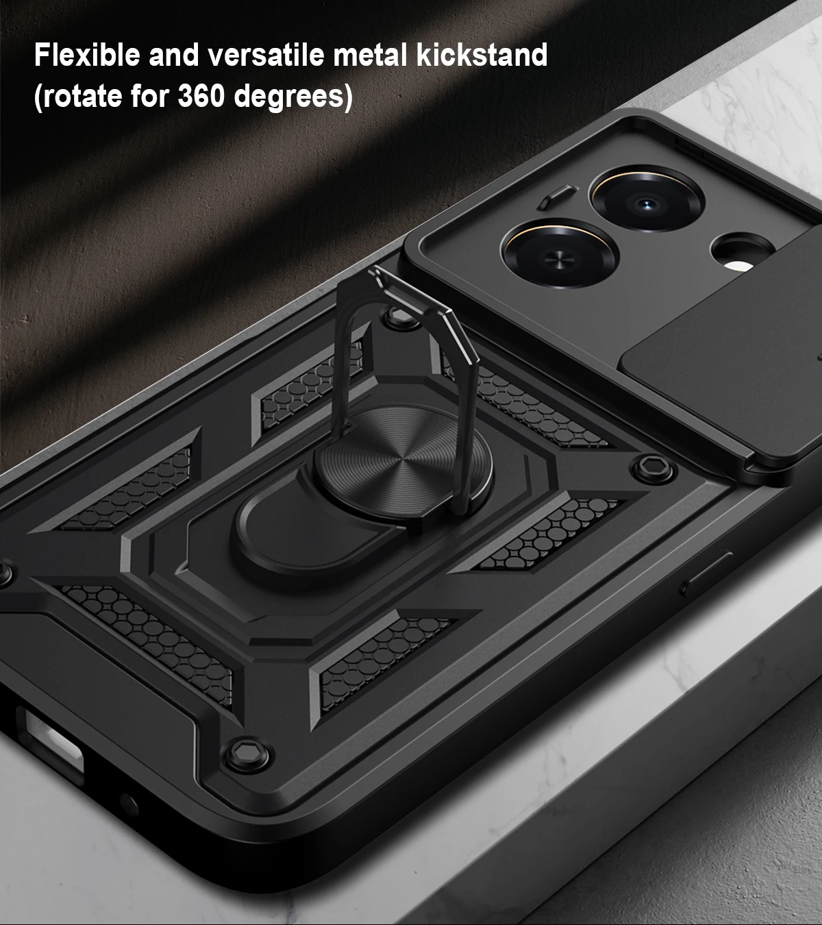 Фото Для Honor X7E 4G/Honor Play 80 Plus 360 °   Вращающийся магнитный чехол для телефона с кольцом, защитой объектива и выдвижной подставкой Magsafe №5