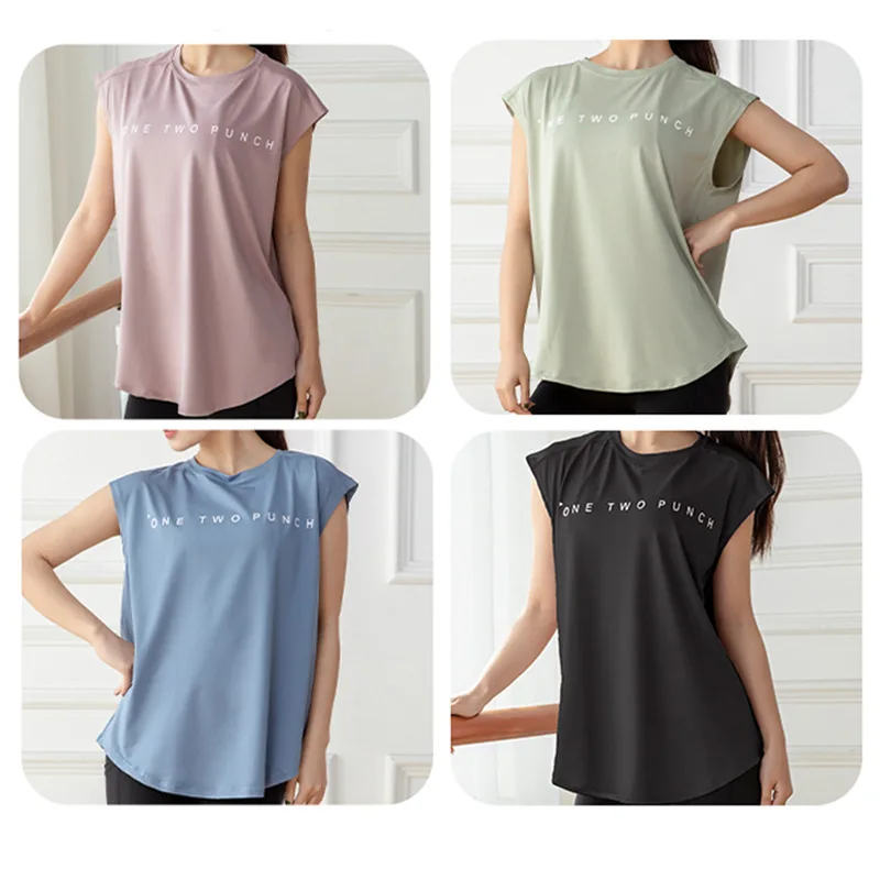 Yoga Clothes Fashionable Leisure Loose Sleeveless Blouse Outdoor Sports Quick Drying Breathable Gym Top T-shirt for Women