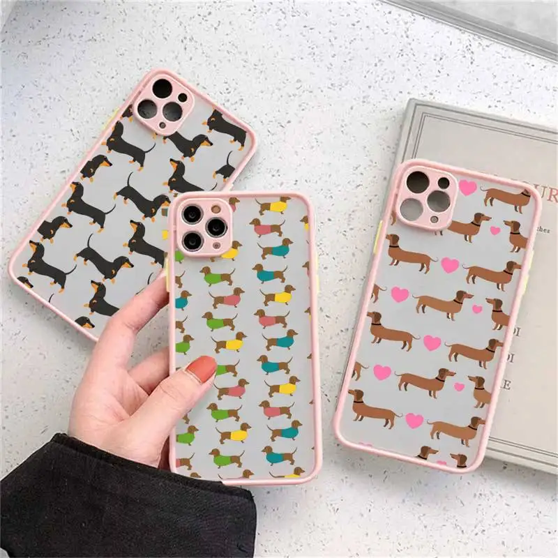 

Dachshund Silhouette Dog cute animal Phone Case matte transparent For iphone 11 12 13 7 8 plus mini x xs xr pro max cover