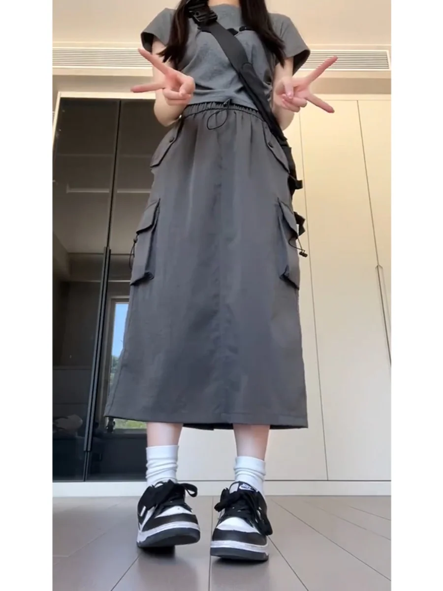 Однотонные рабочие юбки Женская Осенняя бюстье с завышенной талией американская