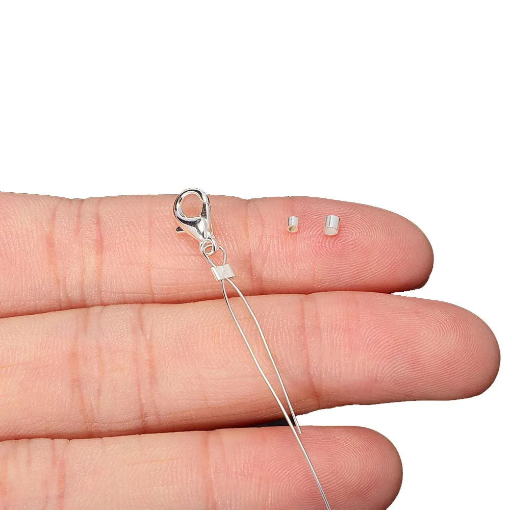 1.5MM 2MM 20Pcs New Fashion Tube Crimp End Beads Crimps End Beads Fastener For DIY Jewelry Making Findings Supplies Necklace