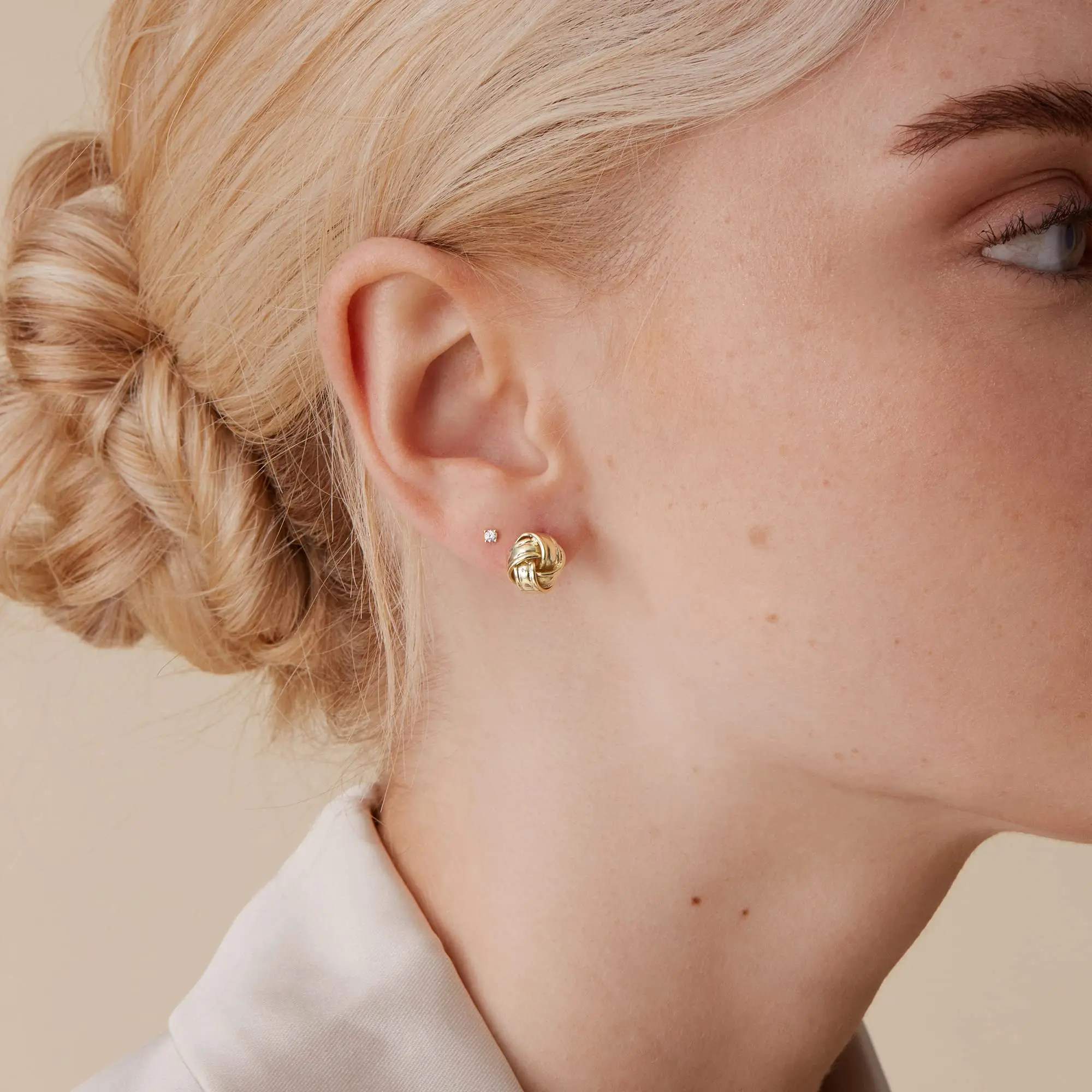 Eavva женские позолоченные серьги 14 К стерлингового серебра Post Lady Girs Love Knot