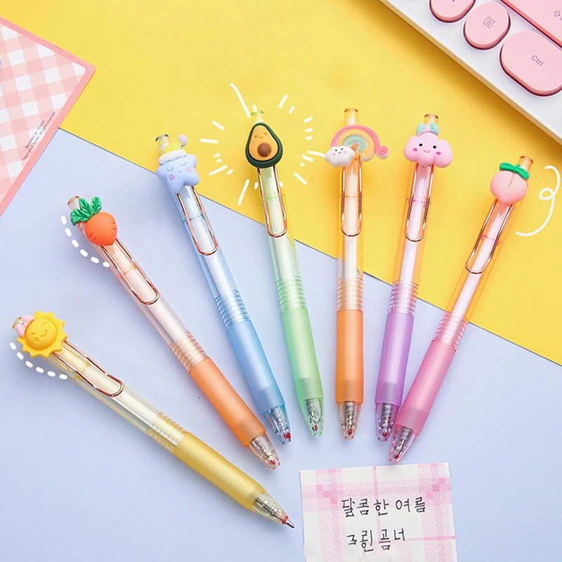 

Kawaii Cartoon Gel Pen Cactus Fruit Press Black Pens Cute 0.5mm Black Ink Signature Pens Promotional Gift Office School Supplies