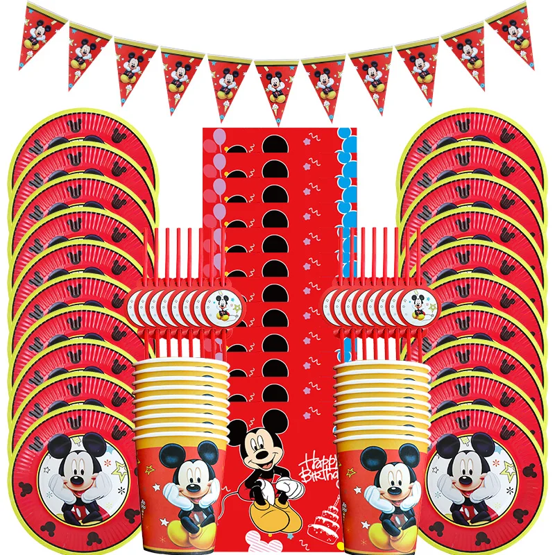 Набор украшений на день рождения с Микки Маусом воздушные шары посуда чашки