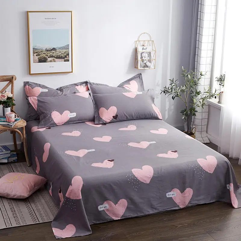 

Yaapeet 1 pc 100%Cotton Bed Sheet Single Size Kids Bed Linen Pure Cotton Heart Printed Double Top King Sheets (no pillowcase)