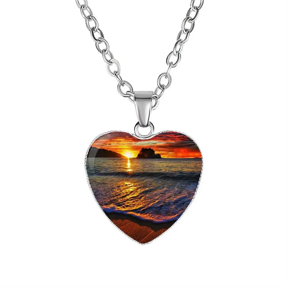 Для девочек лучший подарок волны и закат очень дешевое ожерелье из стекла с