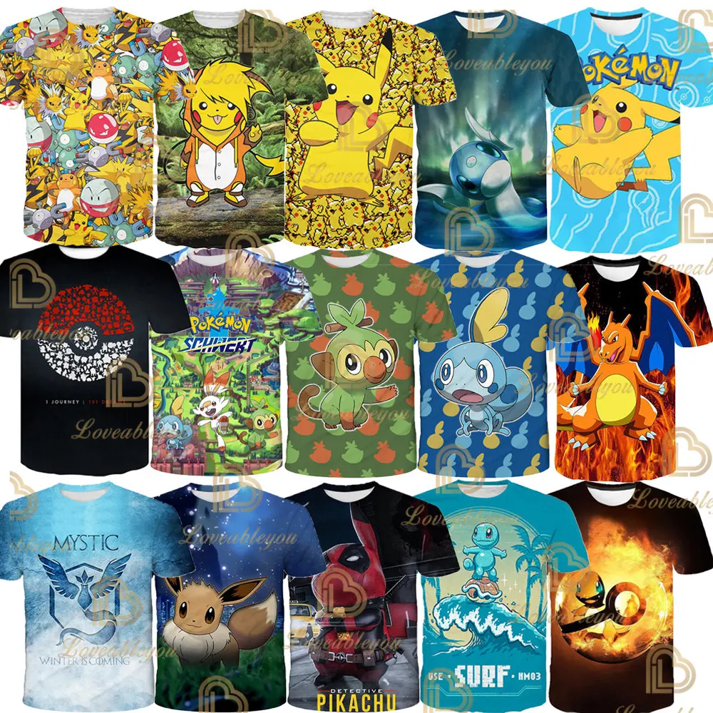 

T Shirt Cartoon Japanese Anime Baby Kids Boys Girls Children Short Sleeve Summer Children Clothing Pokemon Pikachu Print T Shirt