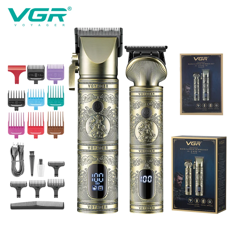 

VGR V-670 Maquinas De Cortar Pelo Profesional Mens Barber Professional Hair Trimmer Clipper Set