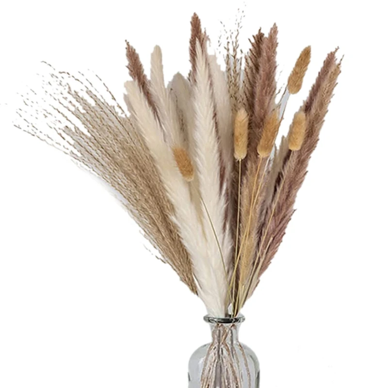 Натуральная сушеная пампасная трава 65 шт., пампасная трава высотой 17 дюймов, тростниковая трава, для декора дома и свадьбы в стиле бохо
