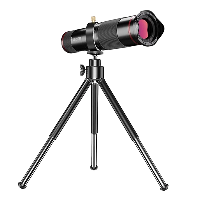 HTHL-48X HD Telephoto Lens For Smartphone Powerful Zoom Monocular With Tripod Support Mobile Phone Camera Telescope