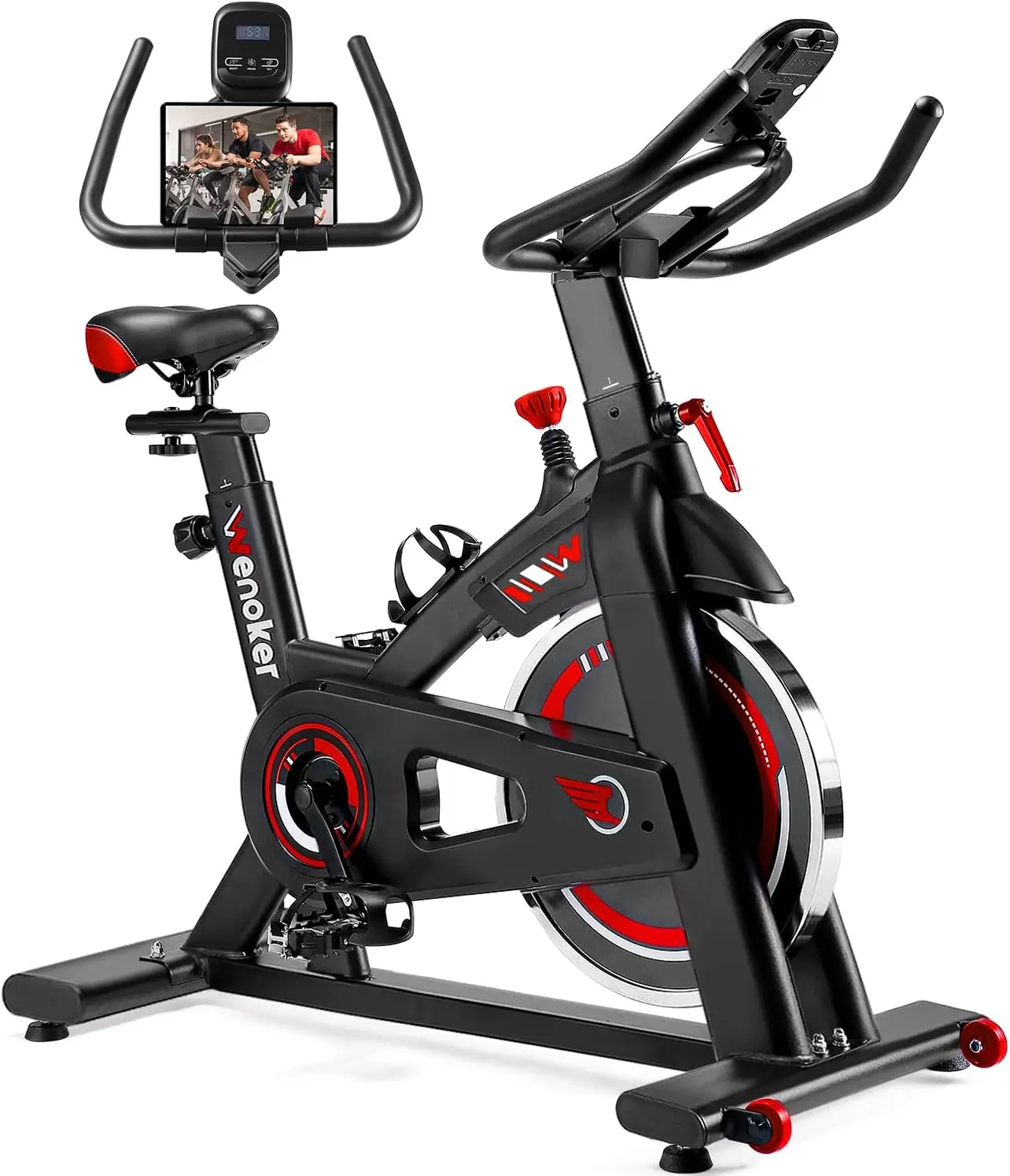 

Bike, Stationary Bike for Home, Indoor Bike with Silent Belt Drive, Heavy Flywheel, Comfortable Seat Cushion and Upgraded LCD M