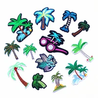 100pcslot luxury sequin coconut leaf glasses embroidery patch clothing decoration sewing accessory craft diy iron heat applique