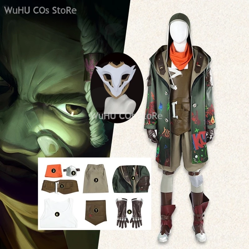 Game Ekko Arcane2 Cosplay Costume The Boy Who Shattered Time Suit Halloween Carnival Party Uniforms Shoe Mask Props
