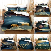 gold elephant duvet cover set kingqueen size cute animal bedding set for adults women dark green gilt art themed duvet cover