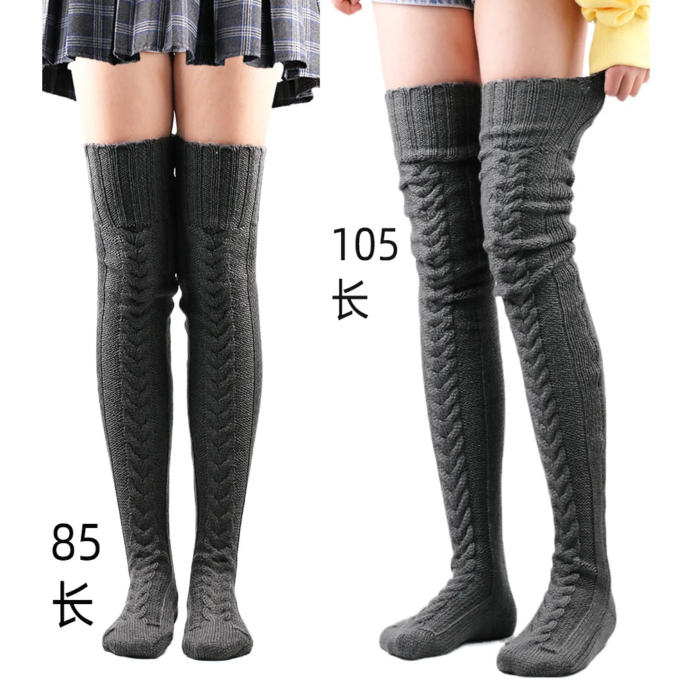 Autumn Winter Thigh High Stockings Womens Warm Ladies Girl Long Over Above Knee Sock Knitting Female Woolen Foot Leg Warmer 2022 images - 6