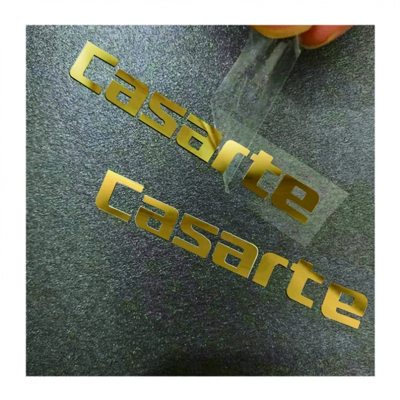 

Metallic letters labels custom thin electroform gold nickel 3D logo transfer embossed decals metal stickers with adhesive