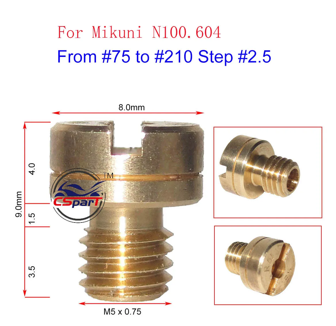 Размер от #75 до #120 M5 * 0,75, основной струйный форсунок карбюратора, сопло для Mikuni N100.604 CVK PE PZ PWK, КАРБЮРАТОР